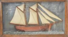 Antique Ship Diorama Shadow Box