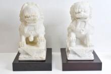 Pair of Marble Chinese Foo Dogs