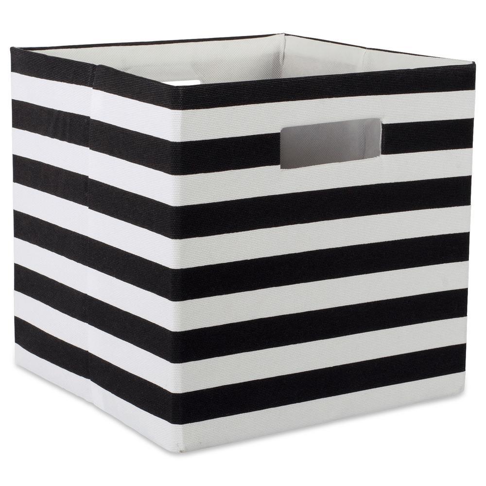 DLL Square Polyester Stripe Storage Cube, Black, MSRP $11.22