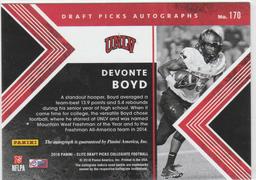 DEVONTE BOYD AUTOGRAPHED ELITE DRAFT PICKS COLLEGIATE INSERT CARD WITH COA