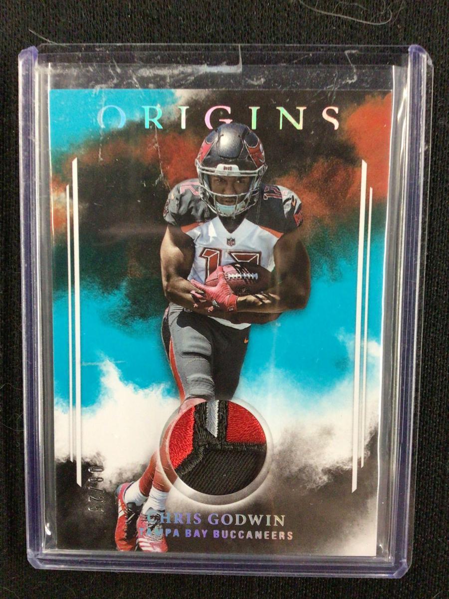 2017 PANINI ORIGINS CHRIS GODWIN 3 COLOR JERSEY PATCH ROOKIE CARD RC #'D 08/25 BUCCANEERS