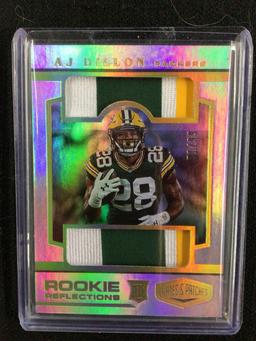 2020 PANINI PLATES PATCHES AJ DILLON DUAL PATCH RELIC HOLO ROOKIE CARD RC #D 31/99 PACKERS