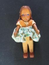 VINTAGE HAND MADE WOODEN FIGURE SIGNED BY ARTIST