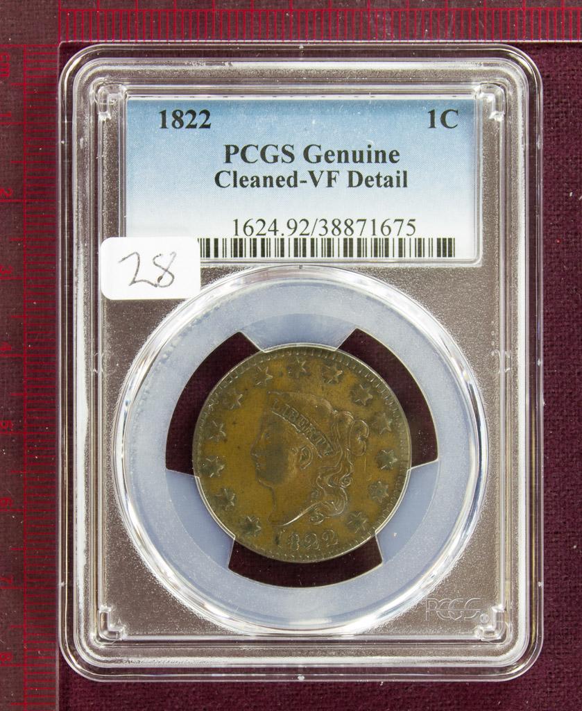 1822 Coronet Large Cent PCGS VF Details