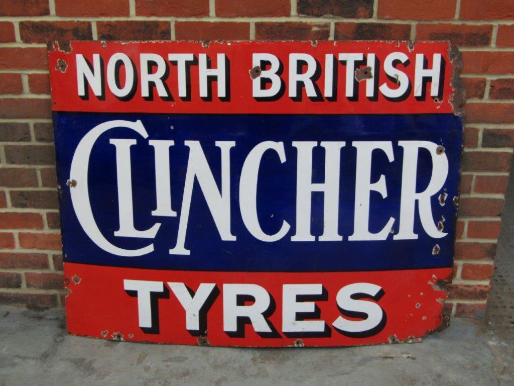 Large North British Clincher Tyres Vintage Enamel Sign