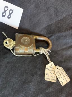 Antique C& O Railroad Signal Dept Brass Lock And Key