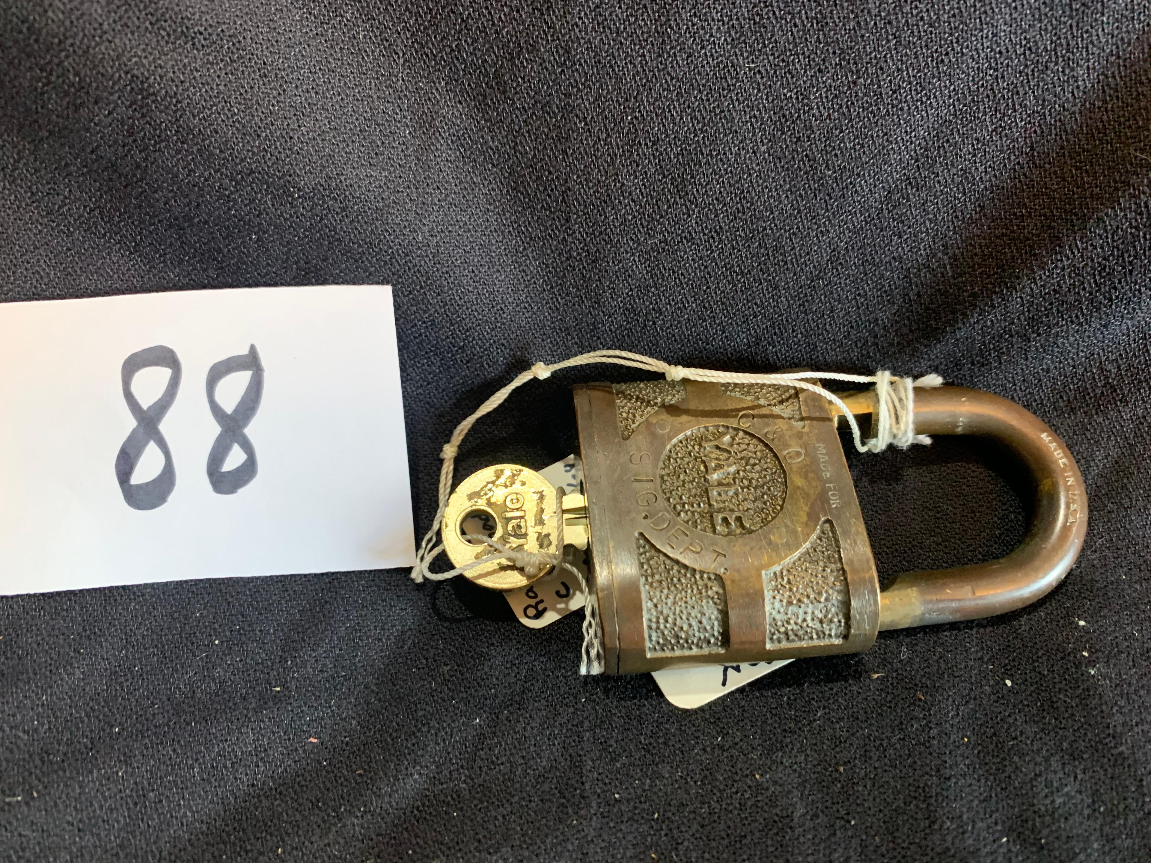 Antique C& O Railroad Signal Dept Brass Lock And Key