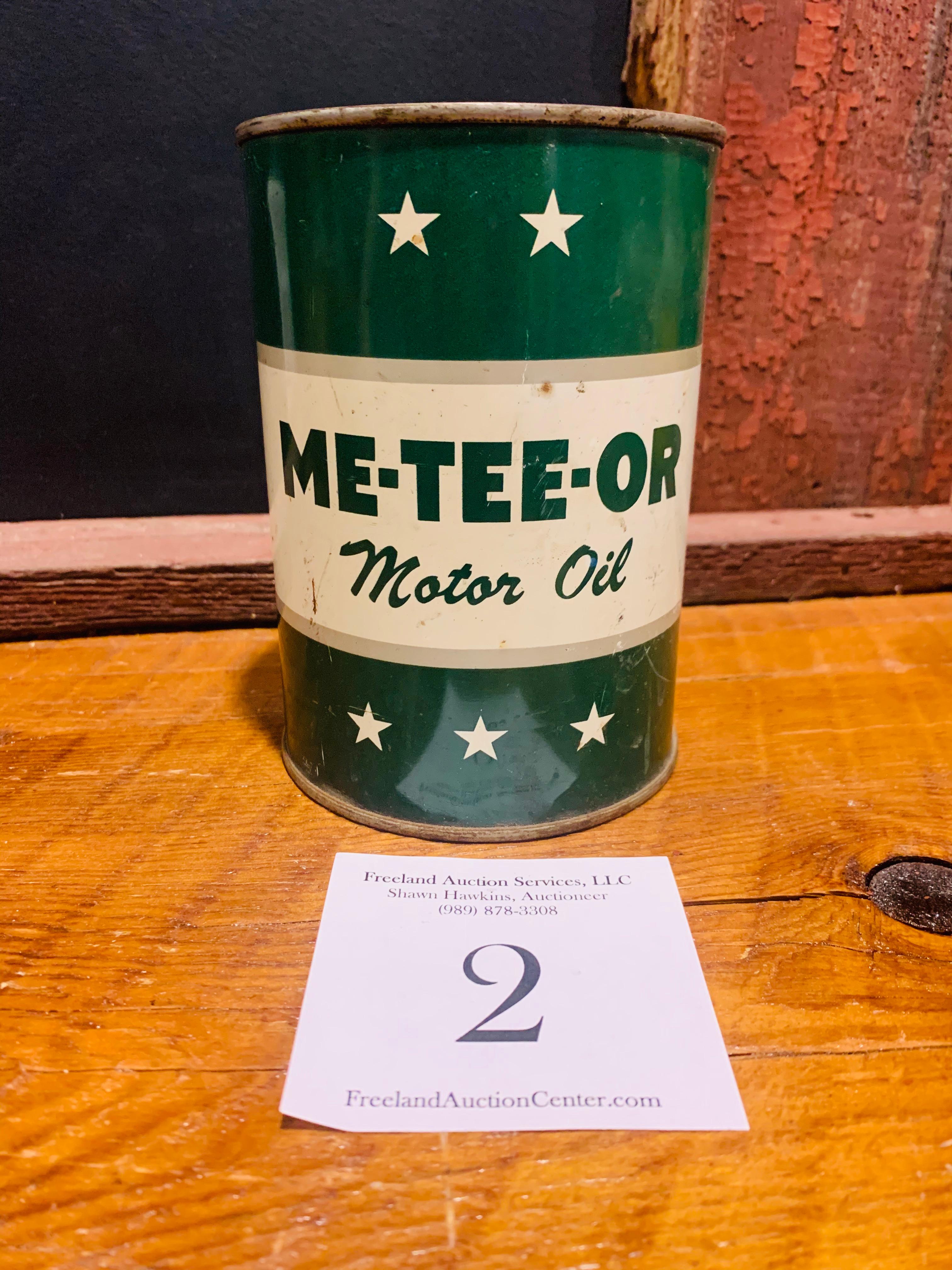 Me-tee-or Motor Oil Metal Quart Advertising Can