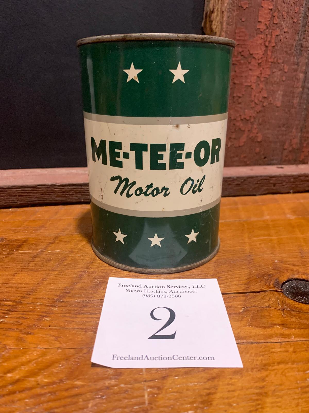 Me-tee-or Motor Oil Metal Quart Advertising Can