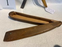 Antique Radiumite Straight Razor Dayton Ohio In Rare Wooden Coffin Like Case