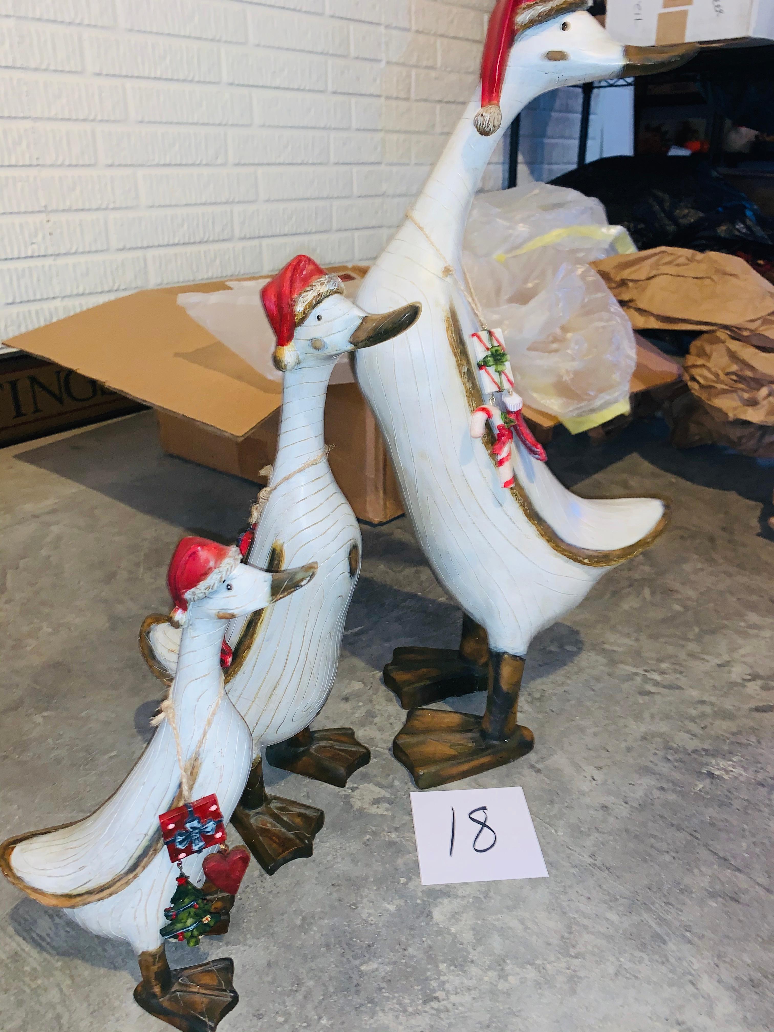 Group Of Three Christmas Wooden Duck Decorations Really Cool!