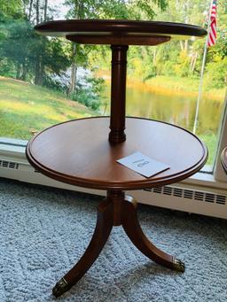 Pair Of Antique Double Tiered Three Legged Lamp Tables