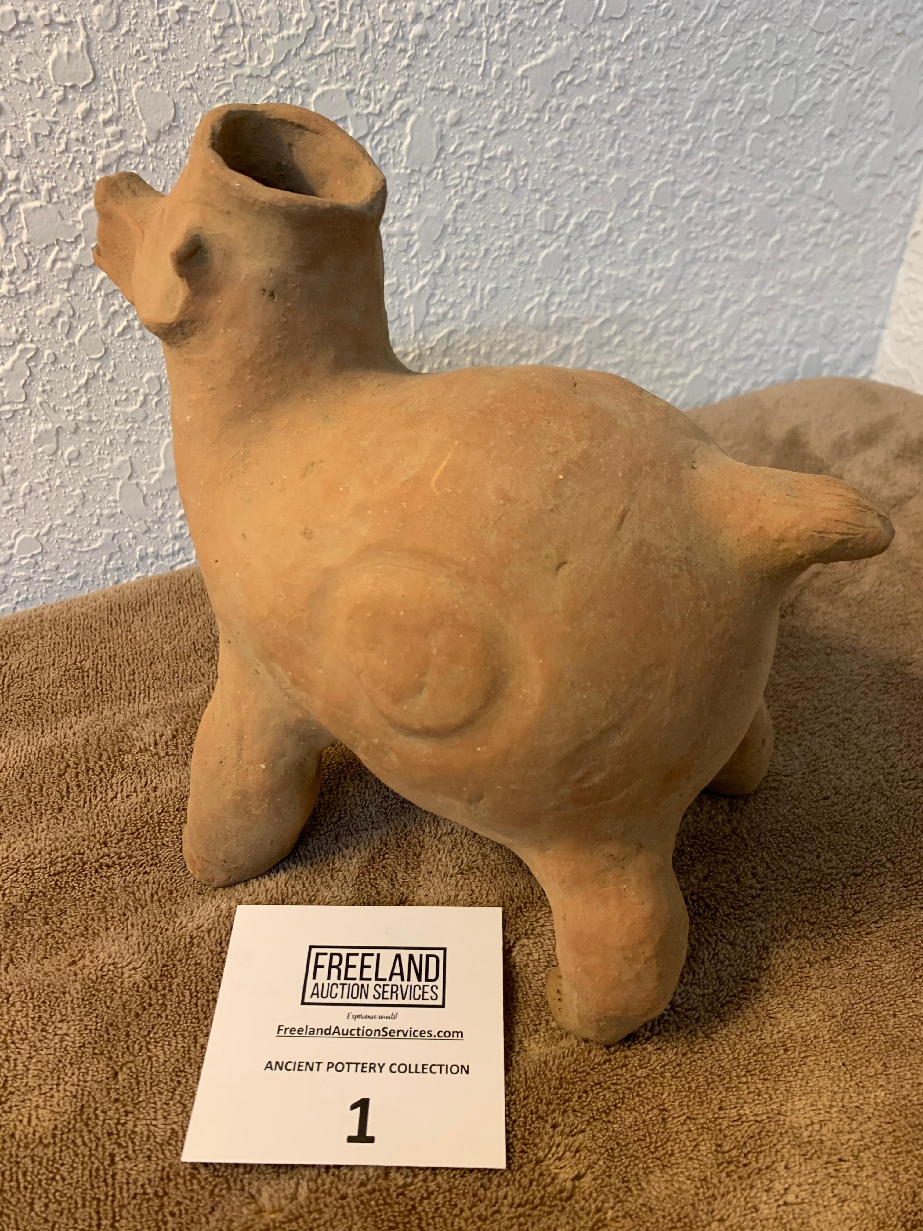 Effigy Animal Pottery Vessel With Unknown Animal Possibly A Bear