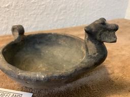 Unique Animal Effigy Vessel Bowl Unknown Animal With Tail Possibly A Dog