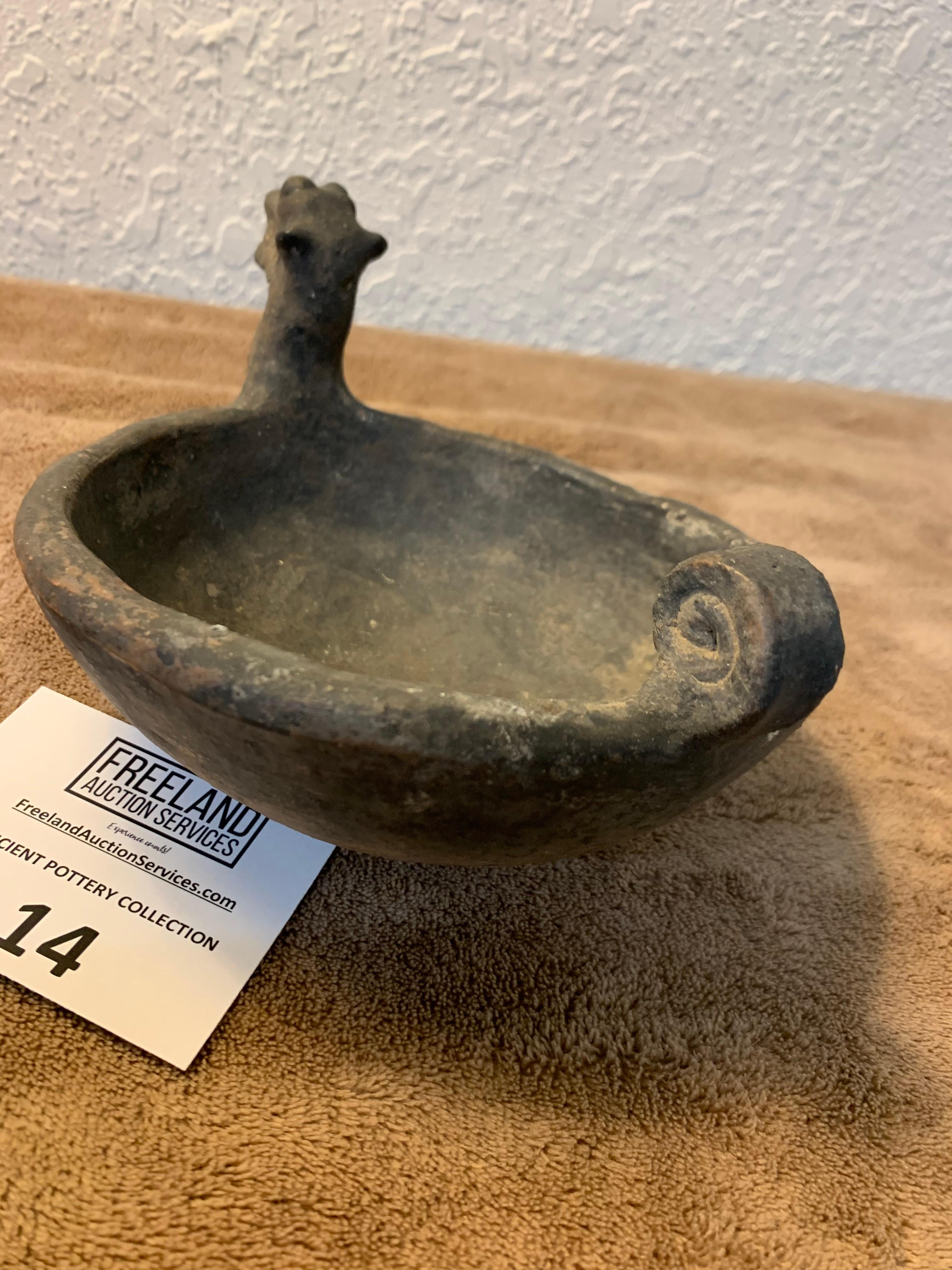 Unique Animal Effigy Vessel Bowl Unknown Animal With Tail Possibly A Dog