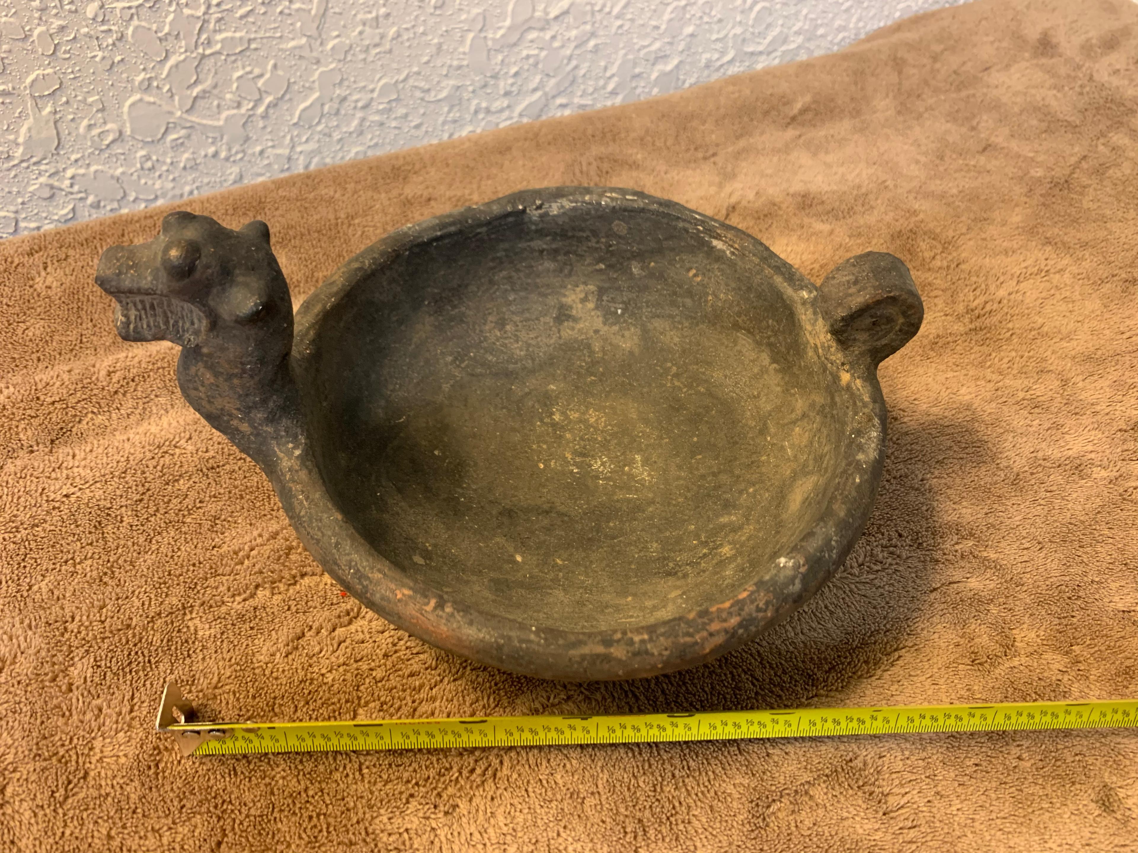 Unique Animal Effigy Vessel Bowl Unknown Animal With Tail Possibly A Dog