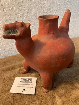 Red Effigy Animal Pottery Vessel With Unknown Animal Possibly A Dog