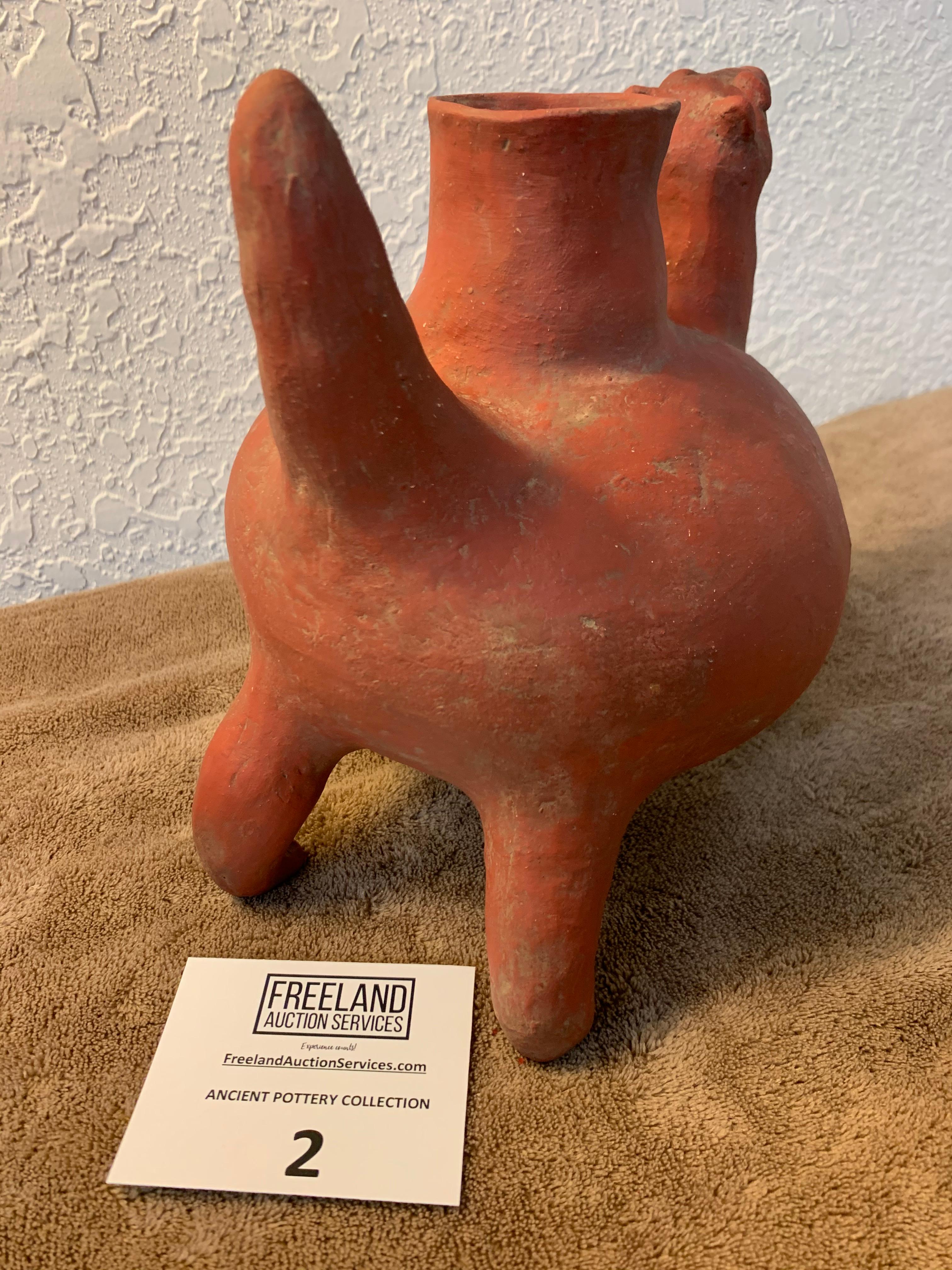 Red Effigy Animal Pottery Vessel With Unknown Animal Possibly A Dog