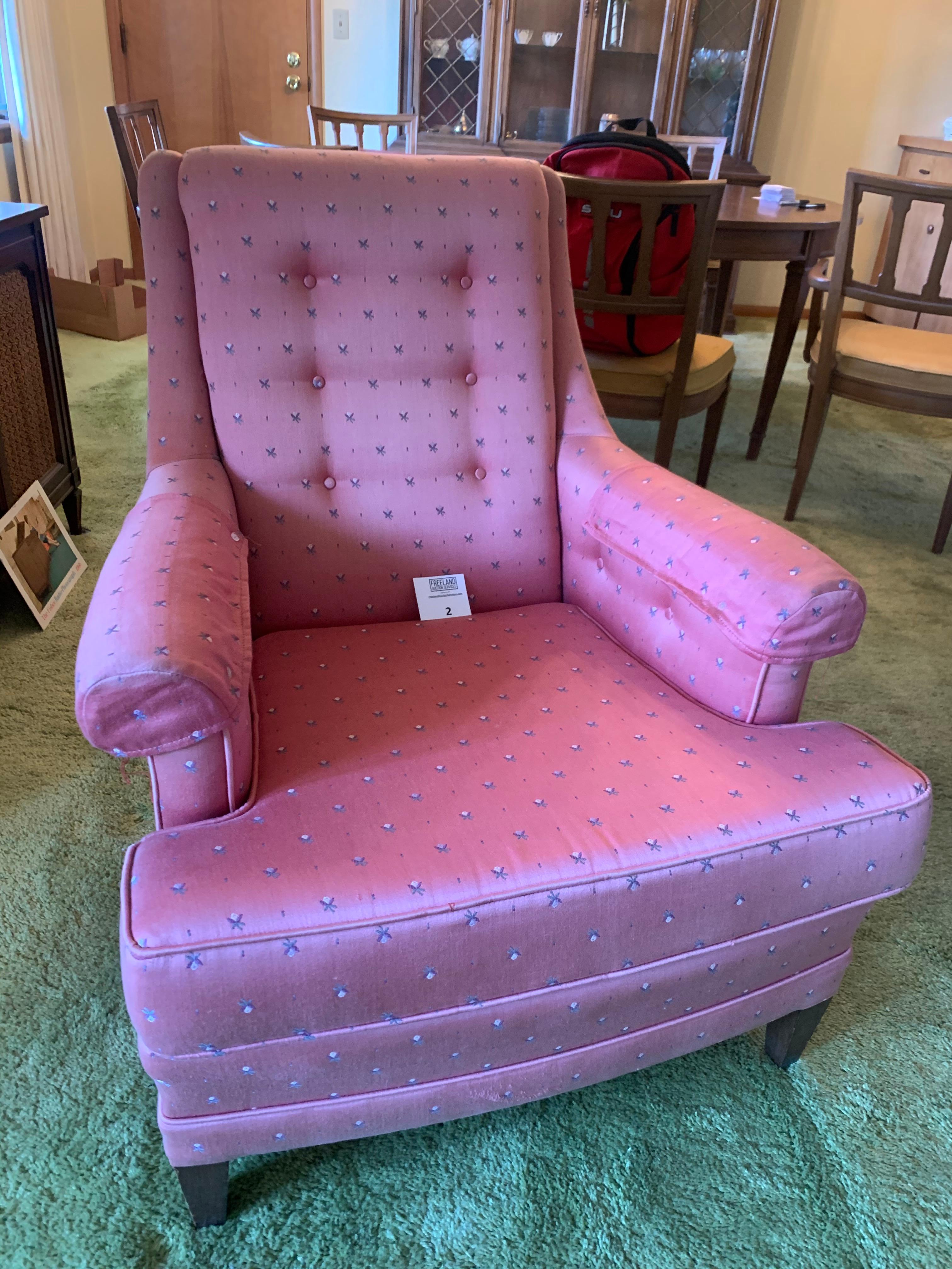 Mid Century Rose Color Lounge Chair In Excellent Condition