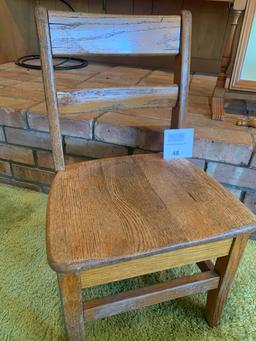 Antique Wooden Student Chair And Table Mirror