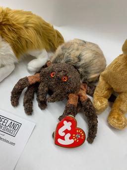 Four Unique Beanie Babies Sniffer, Whiskers, Hairy & Cassie