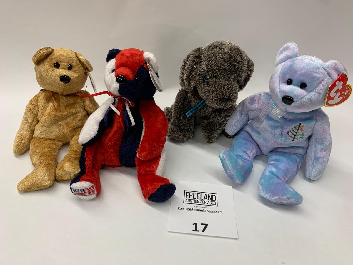 Four Beanie Babies…patriot, Frisbee, Issy, And Cashew