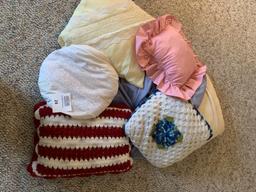 Group Of Several Home Crocheted Pillows