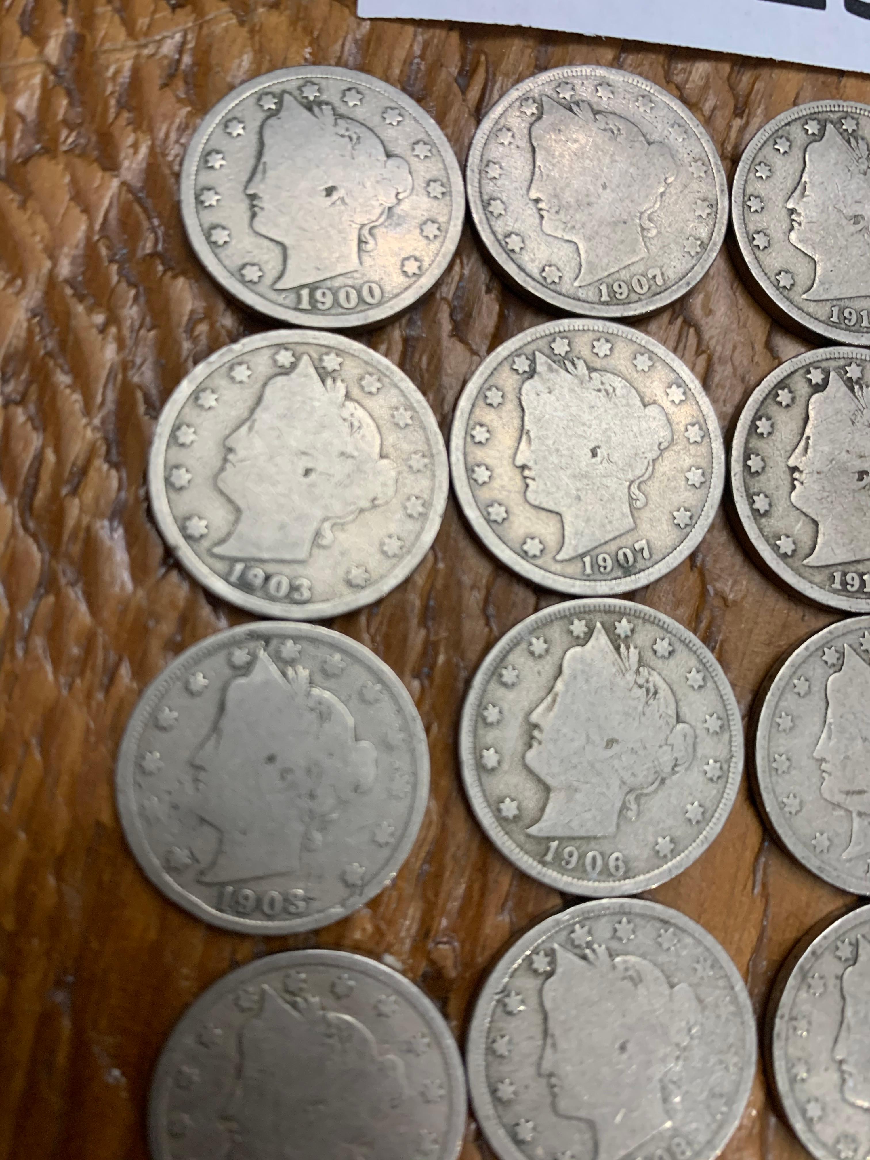 (17) Liberty Head V Nickels From 1900 To 1911