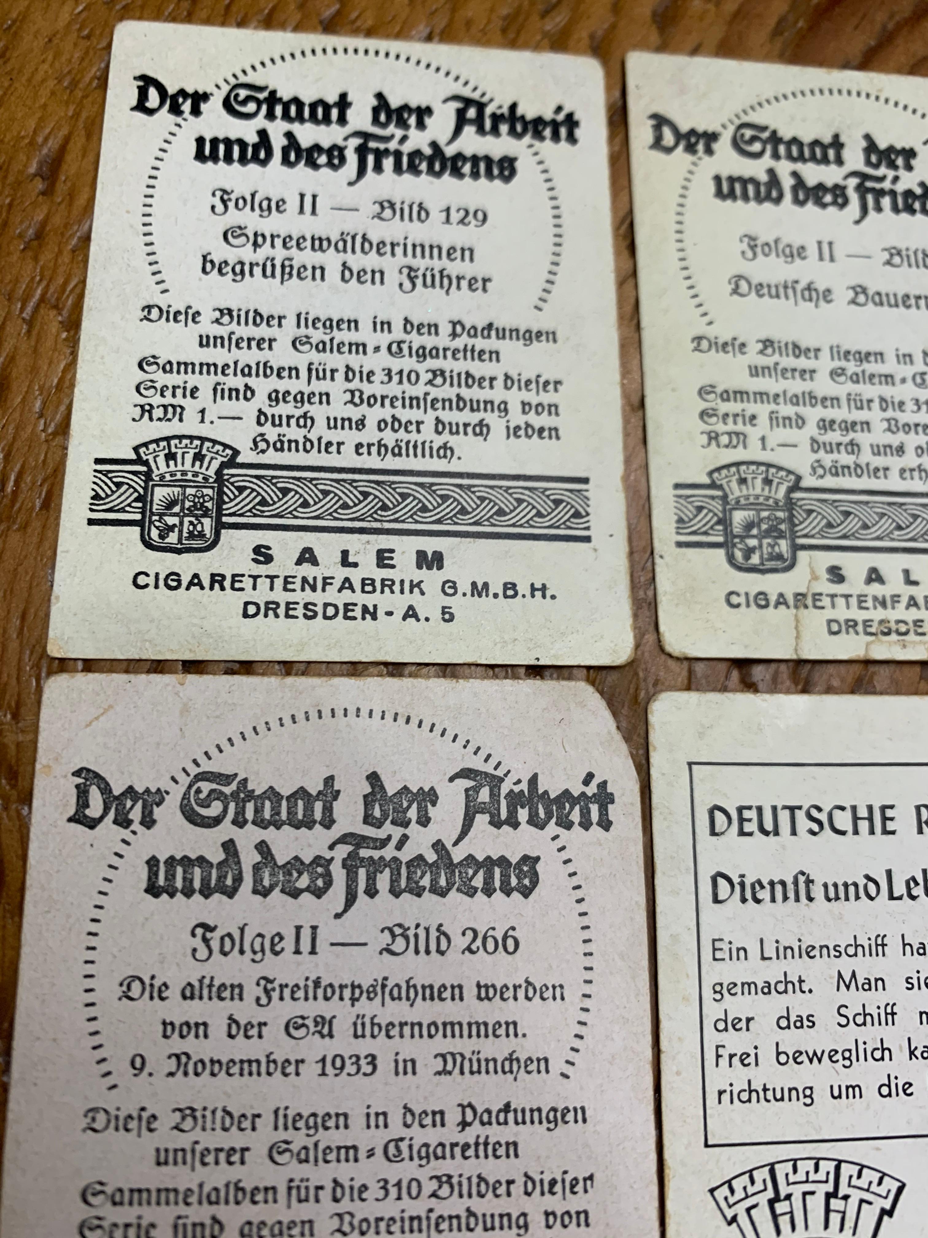 Four Original 1930's Salem Cigarettenfabrik Cards