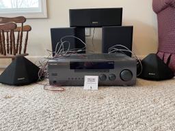 Vintage Kenwood Stereo Receiver & 5 Sony Speakers Model Ss-sr30
