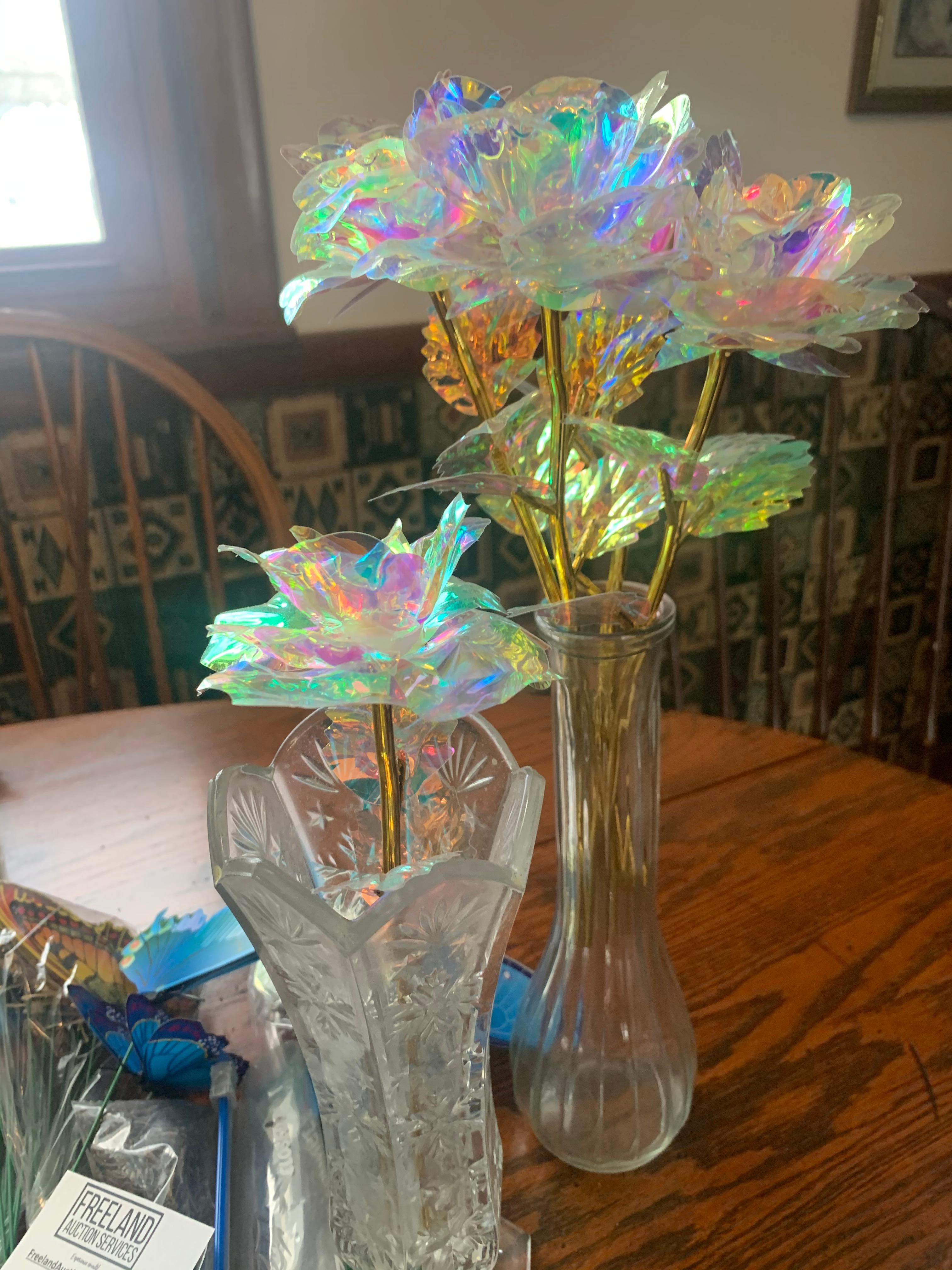 Group Of Butterfly Flower Additions And Vases