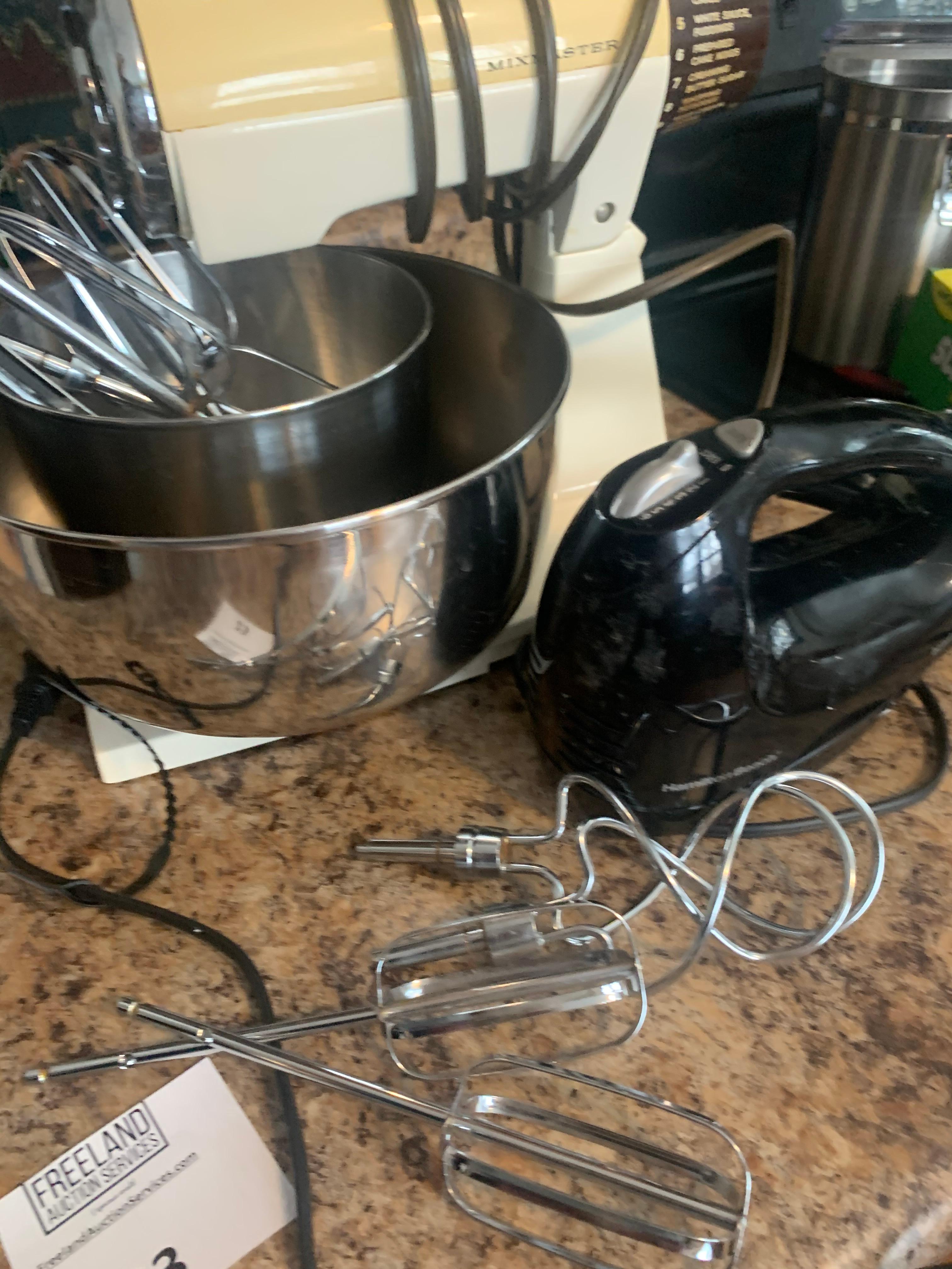 Two Vintage Sunbeam Mixmaster Mixers With Bowls & Hamilton Beach