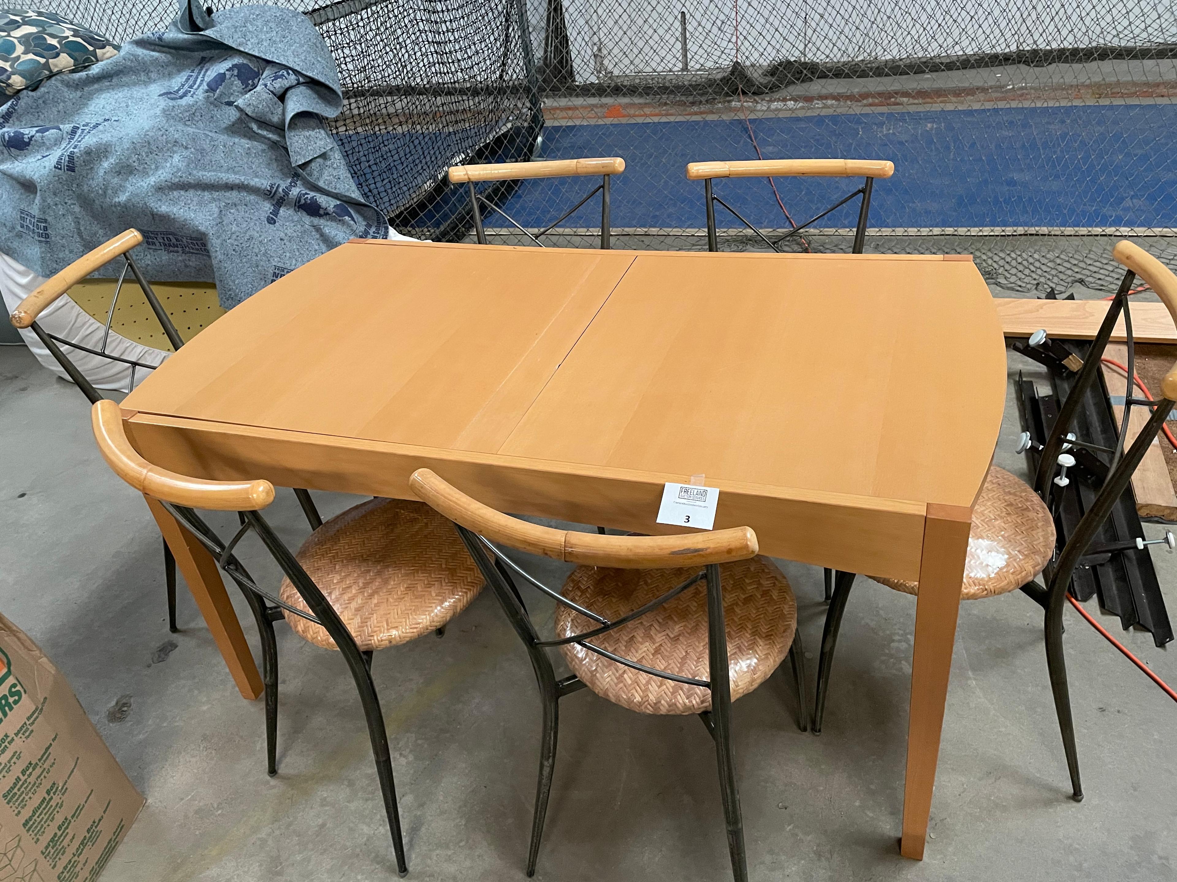 Unique Blonde Wood Dining Room Table with EXTENDED SECTION