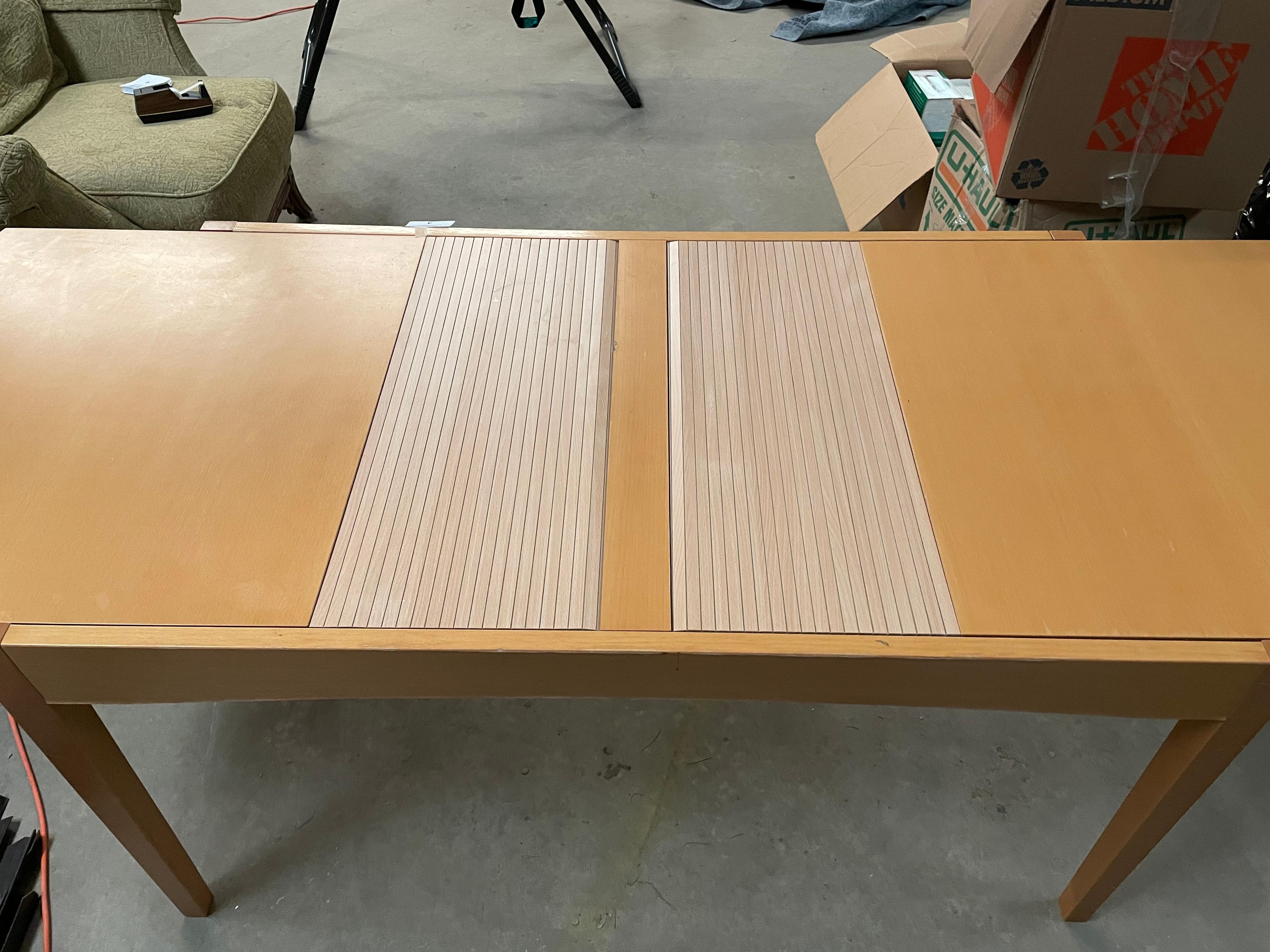 Unique Blonde Wood Dining Room Table with EXTENDED SECTION