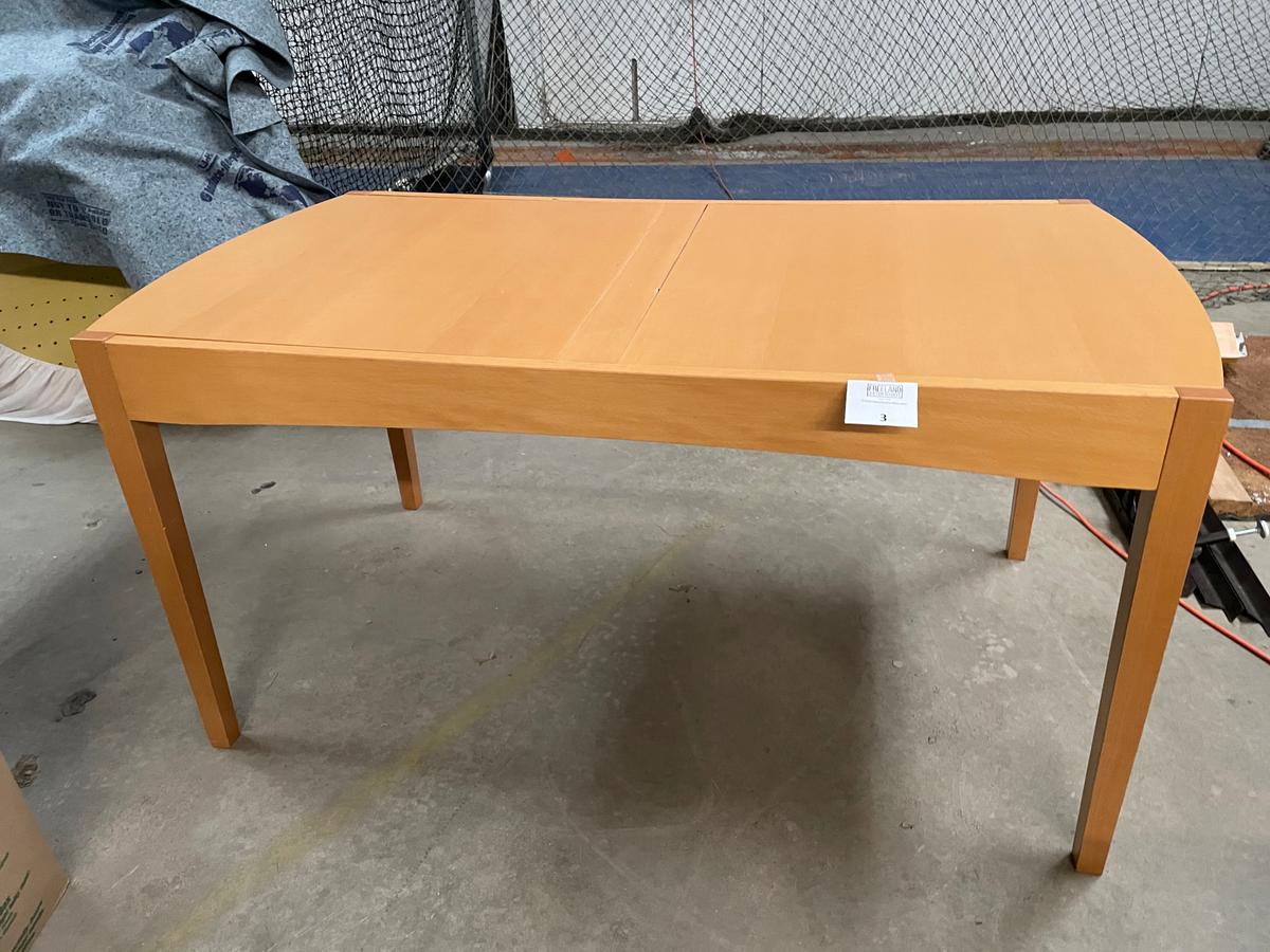 Unique Blonde Wood Dining Room Table with EXTENDED SECTION