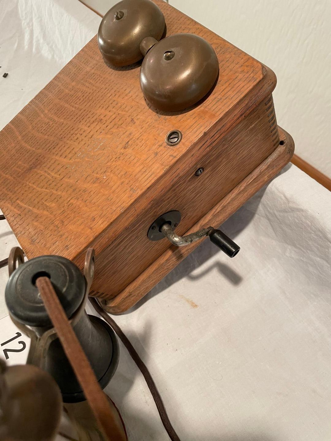 Western Electric Dial Candlestick Telephone with Oak Ringer Box