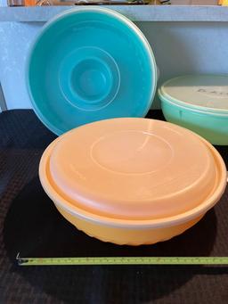 Group of Three Tupperware style colorful useful kitchen items