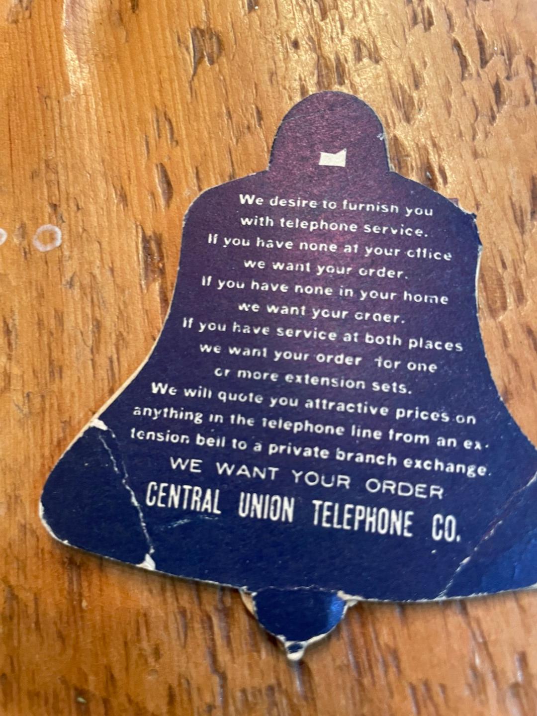 Central Union Telephone Co. promotional advertising