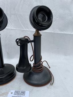 Pair of early 1900s Candlestick Telephones KELLOGG and WESTERN ELECTRIC