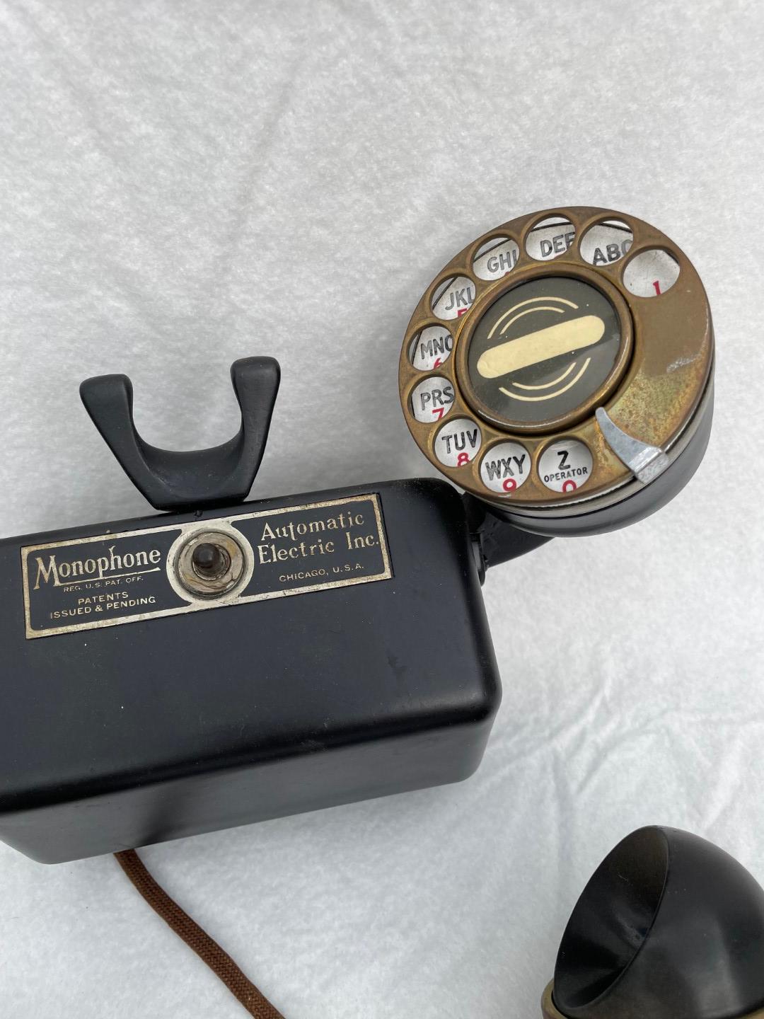 1930s Automatic Electric UNUSUAL MONOPHONE Spacesaver wall telephone