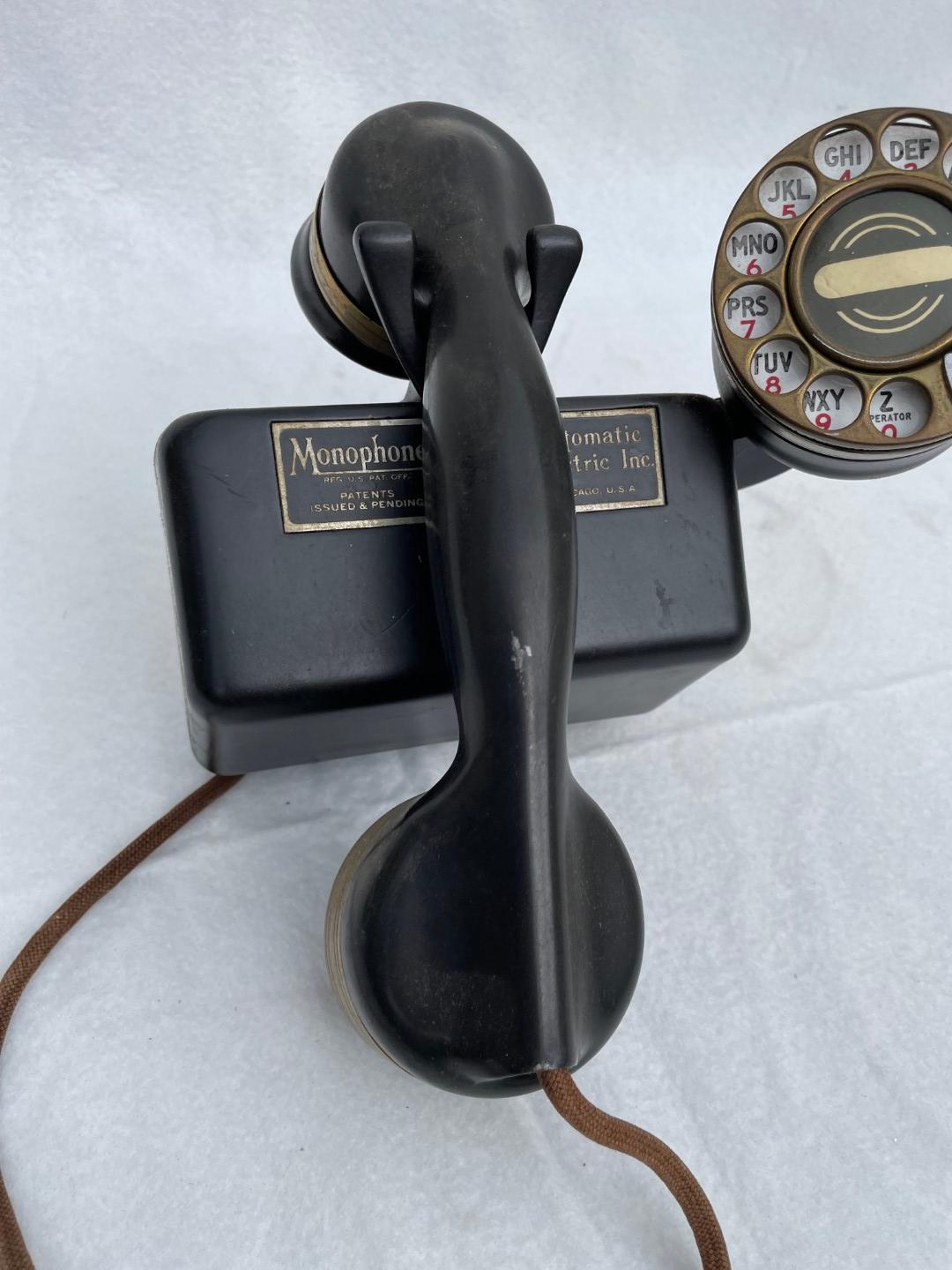 1930s Automatic Electric UNUSUAL MONOPHONE Spacesaver wall telephone