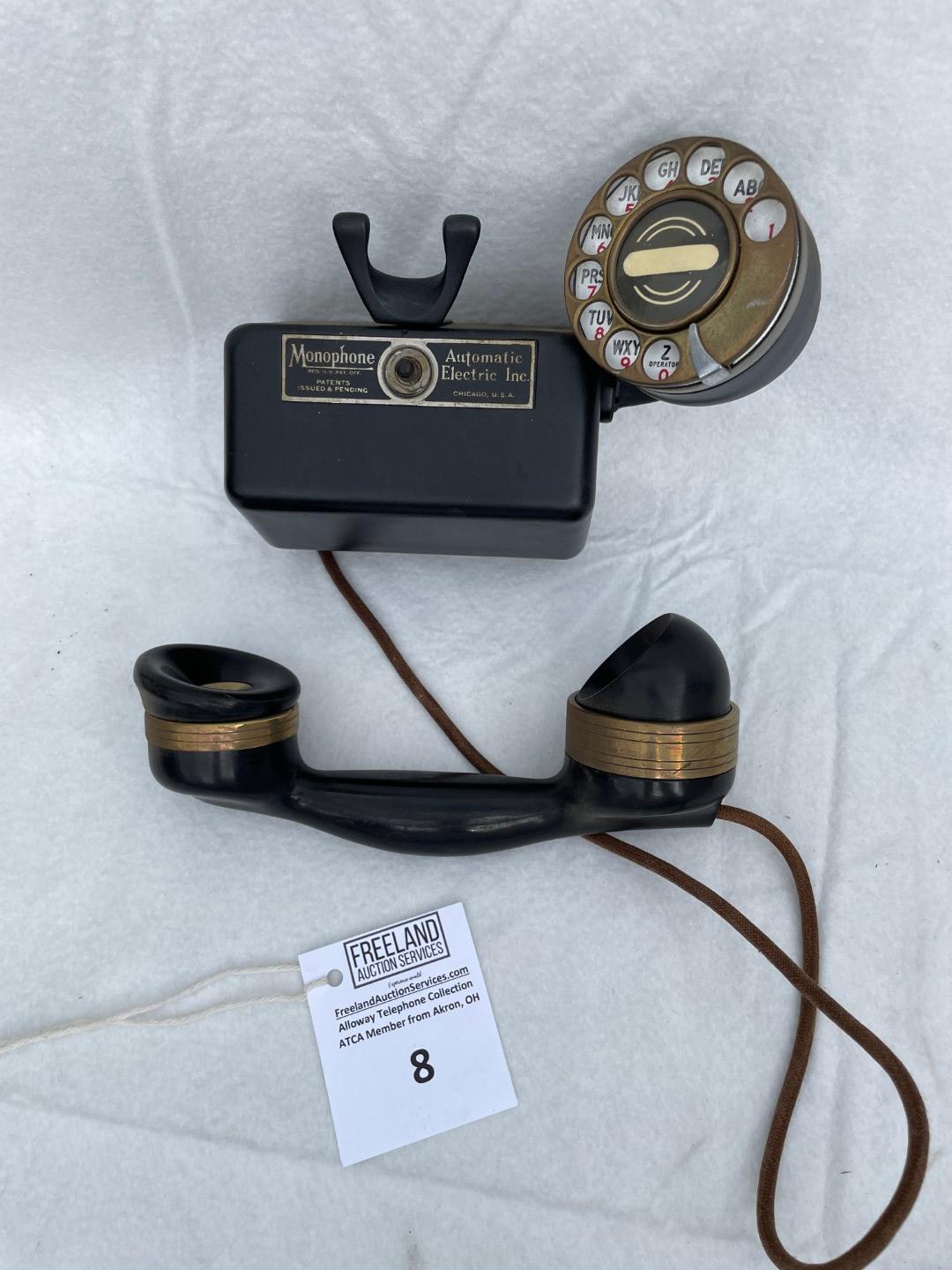 1930s Automatic Electric UNUSUAL MONOPHONE Spacesaver wall telephone