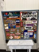 MAN CAVE metal shelving unit with advertising