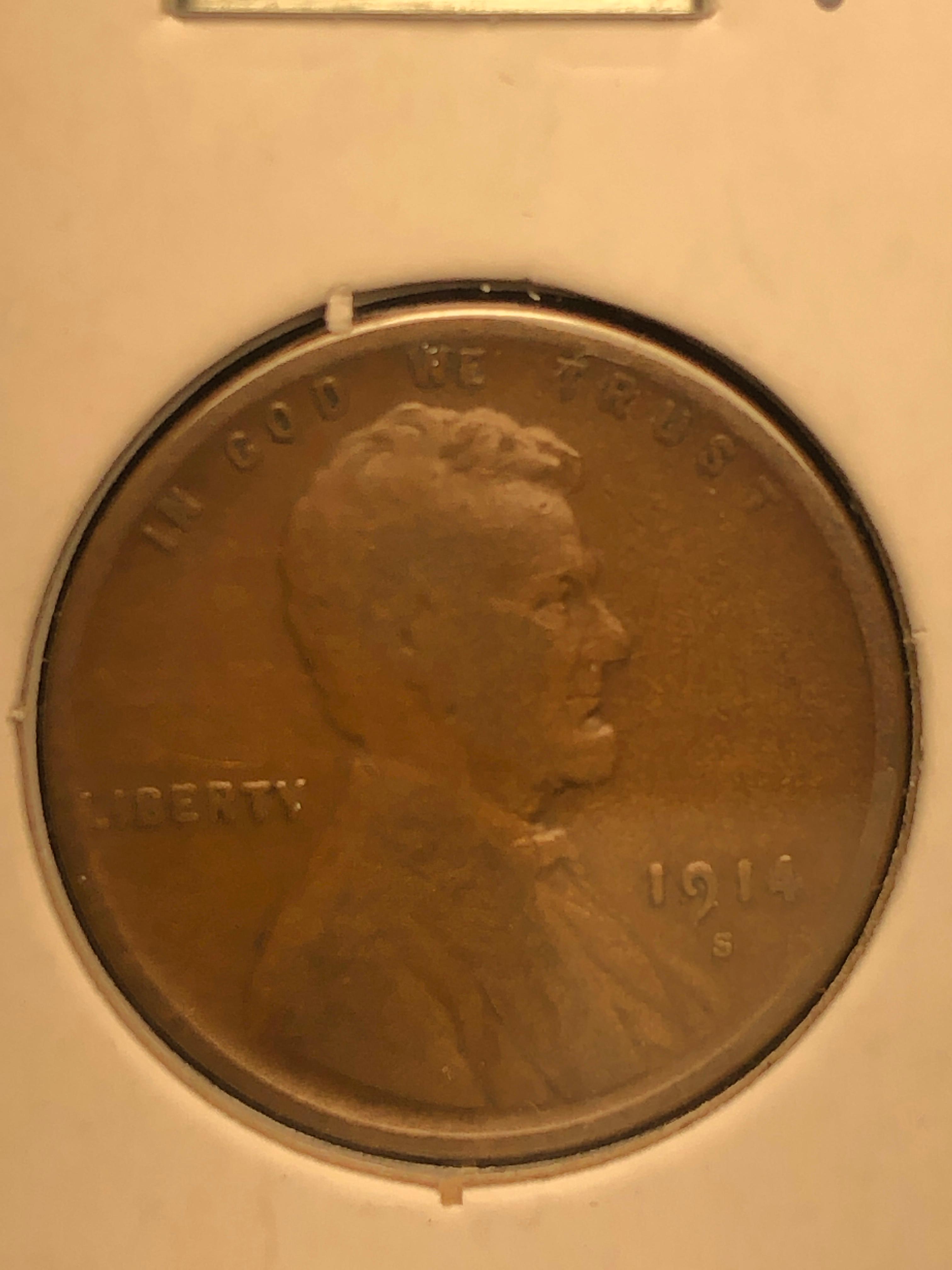 1914-s lincoln cent - VG+