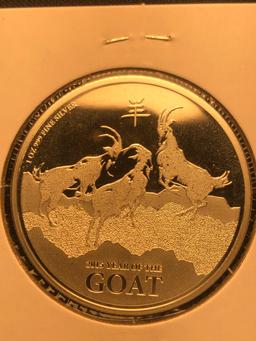 2015 2 Nieu "Year of the Goat" One Ounce of silver