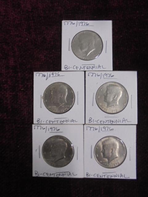 5 Bicentential Kennedy Half Dollars