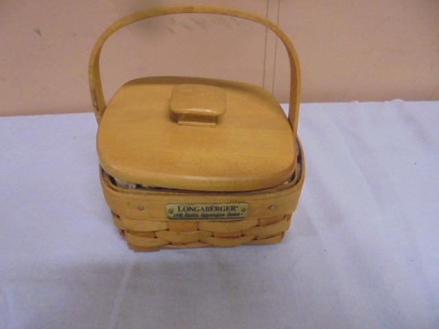 1996 Longaberger Hostess Appreciation Basket w/Lid,Liner, and Protector