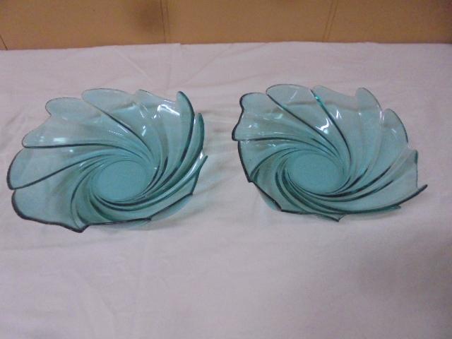 Pair of Art Glass Swirl Bowls