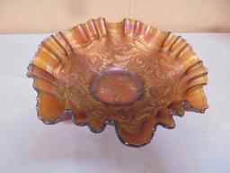 Fenton "Heart Vine" Fluted Carnival Glass Bowl