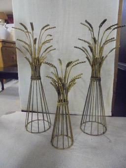 3 Pc. Metal Art Wheat Candle Holder Set